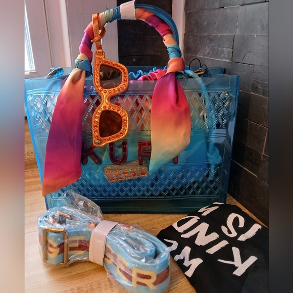 SOLD DO NOT BUY Kurt Geiger NWT Jelly Tote W/Guitar Strap & Dustbag - Picture 5 of 11
